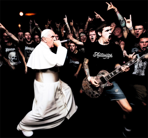 T-shirt Autentyk Kontrowersyjnie "Rock Pope" T-shirt Autentyk Kontrowersyjnie "Rock Pope"